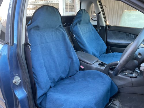 Customer photo review of Waterproof Car Seat Towel – Navy Blue | Towel Society