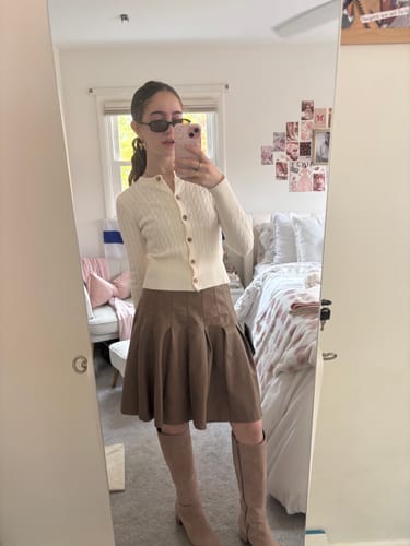 Customer photo review of The Leather Pleated Skirt