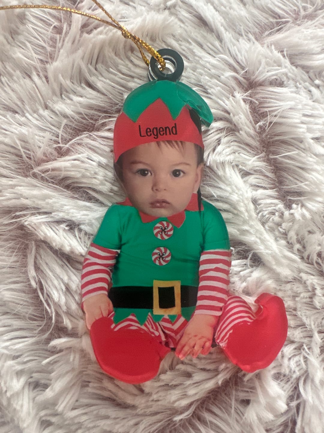 Customer photo review of Adorable Newborn Baby Elf - Personalized Babys Photo Christmas Ornament