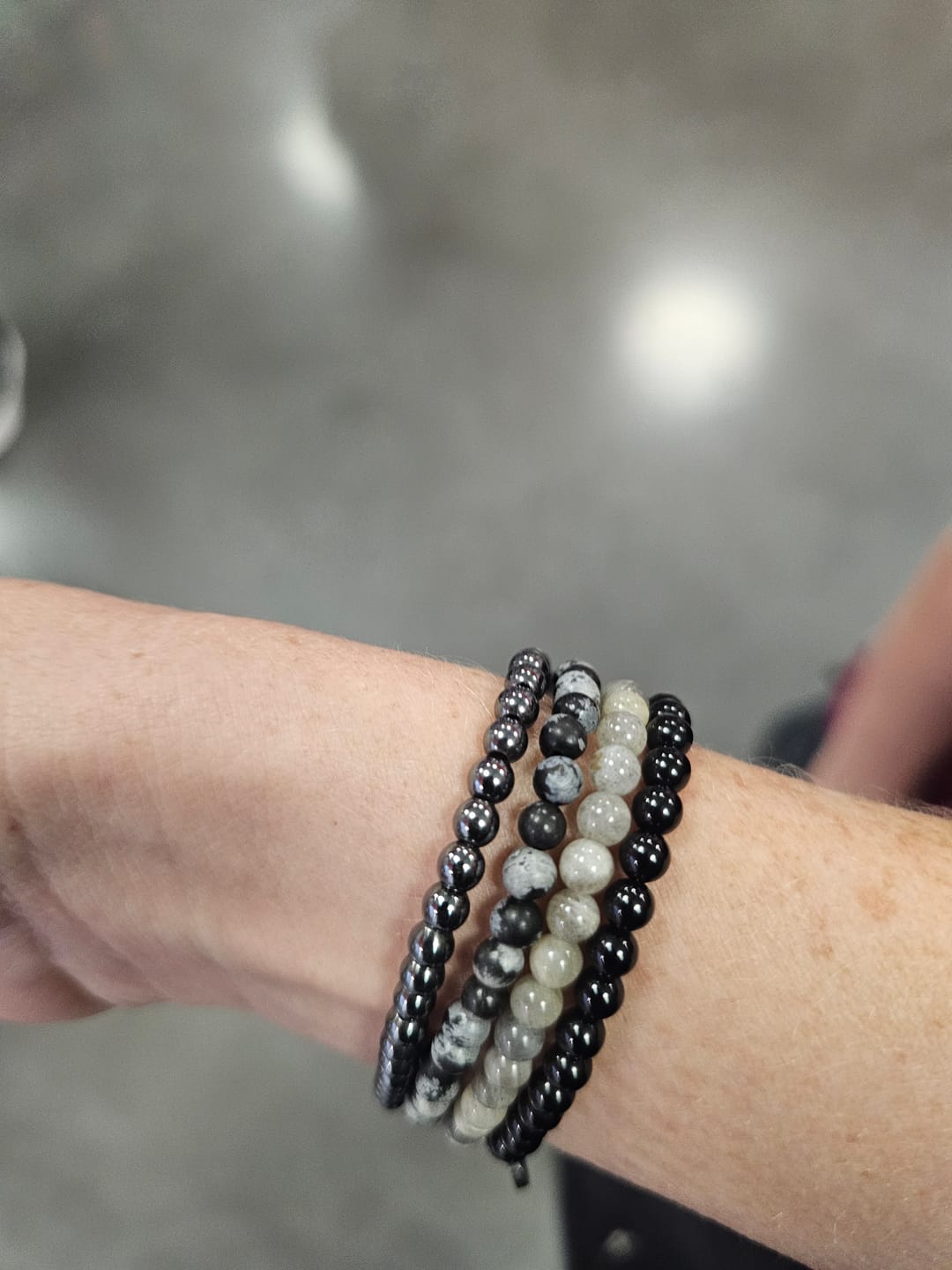 Customer photo review of Snowflake Obsidian Bracelet Mini