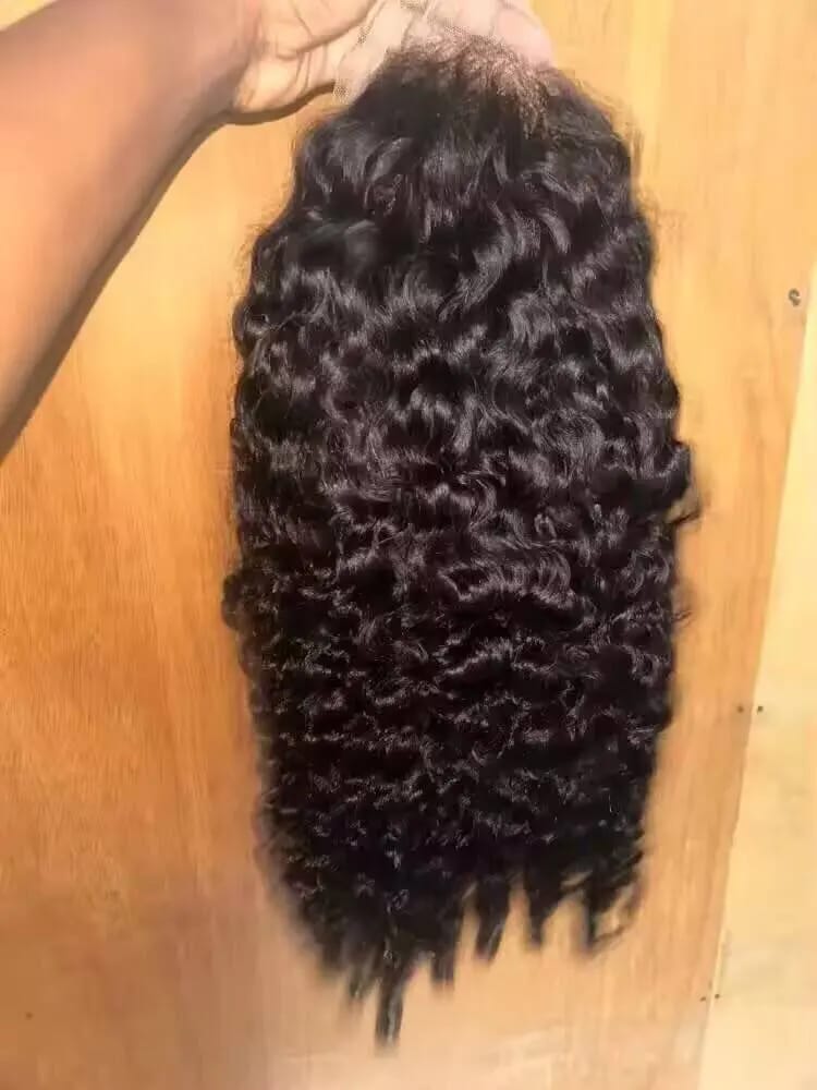 Customer photo review of MORE FACE M-cap Burmese Curly Wear Go Wigs Pre Cut 9x6 HD Lace Bleached Knots Glueless Wigs Human Hair Tiny Knots Pre Plucked Hairline