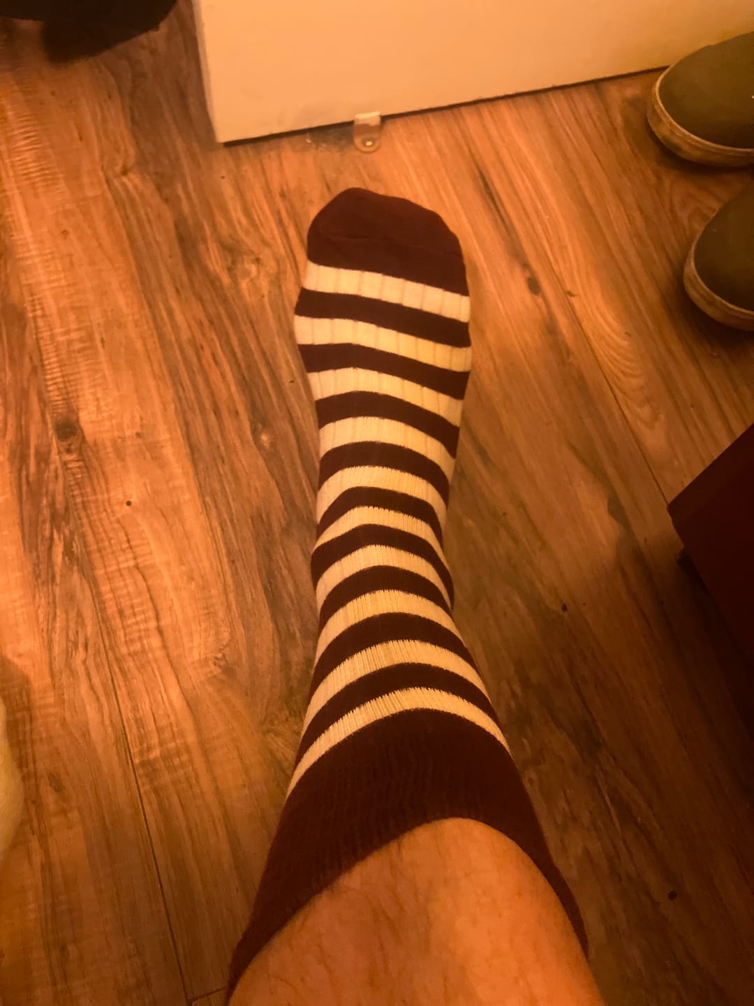 Customer photo review of Retro Striped Cotton Socks - Red/White