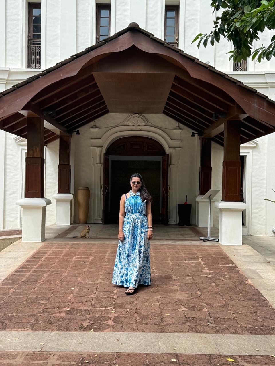 Customer photo review of Saffron Halterneck Floral Maxi Dress In Blue