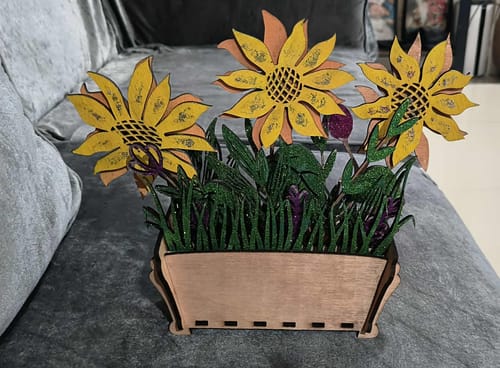 Customer photo review of Laser cut sunflower pot table decor svg template