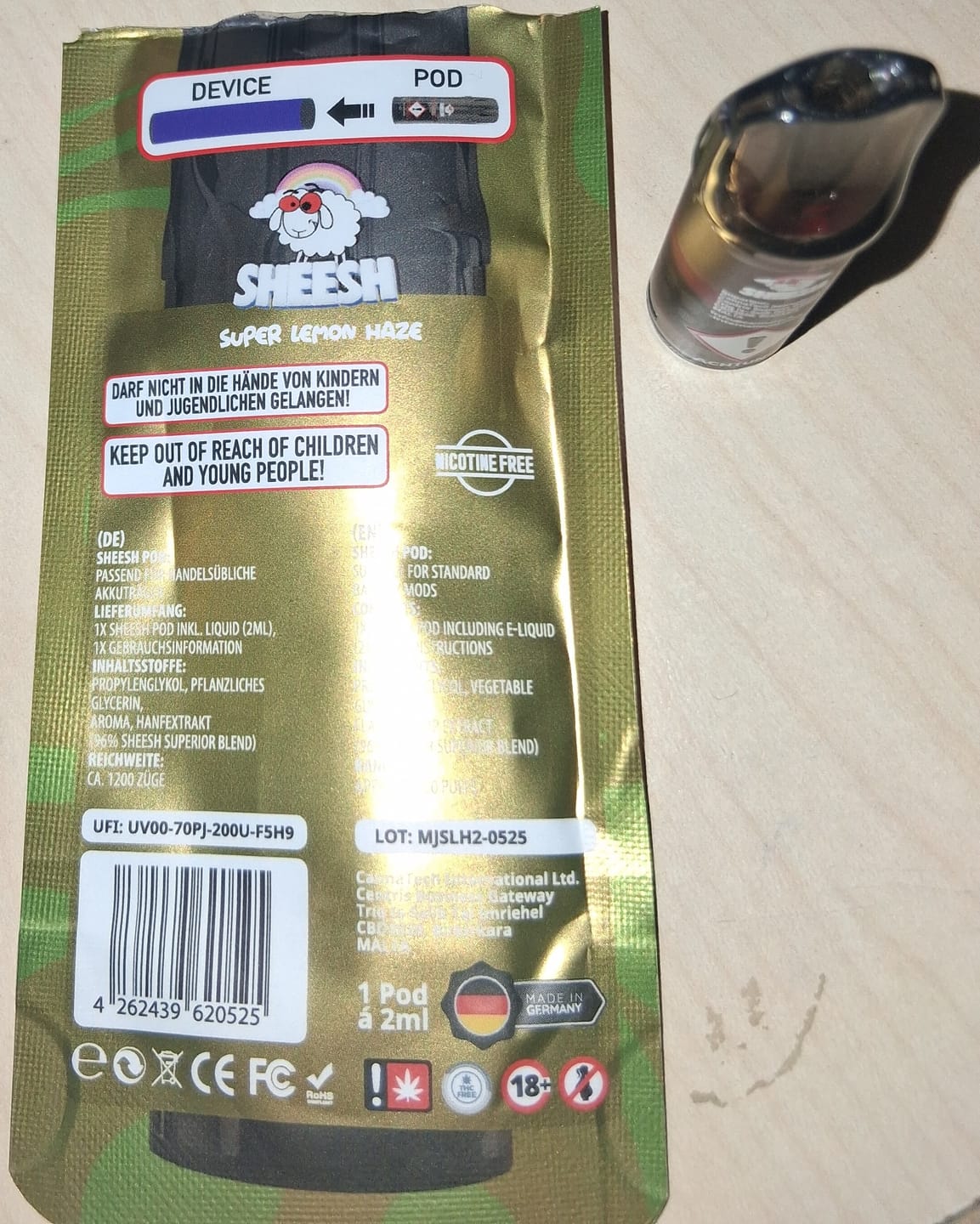 Customer photo review of SHEESH - 96% H3 Superior Pod 2ml - Super Lemon Haze