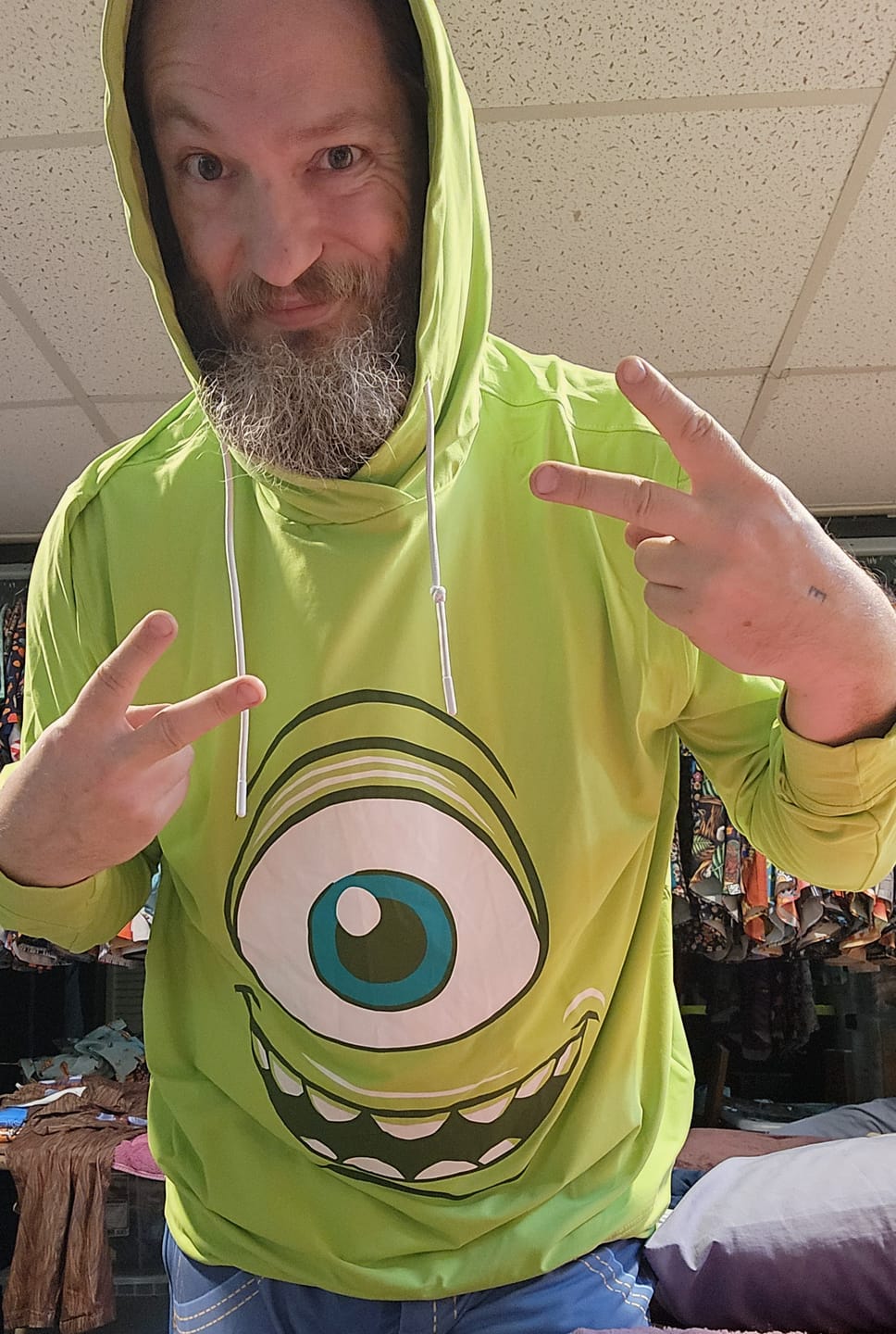 Customer photo review of Disney and Pixar Monsters, Inc. "Mike" – Performance Hoodie