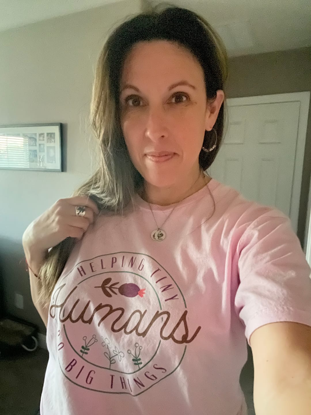 Customer photo review of Helping Tiny Humans Do Big Things Tee