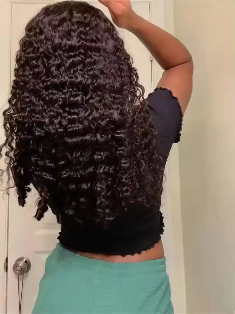 Customer photo review of MORE FACE M-cap Burmese Curly Wear Go Wigs Pre Cut 9x6 HD Lace Bleached Knots Glueless Wigs Human Hair Tiny Knots Pre Plucked Hairline
