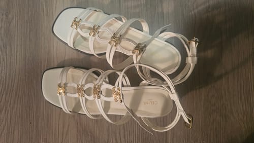 Customer photo review of CLEMENCE MULTI TRIOMPHE 45 MM SANDAL IN WHITE LAMBSKIN