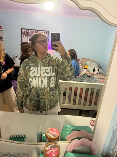 Customer photo review of Jesus Is King Heavy Hoodie