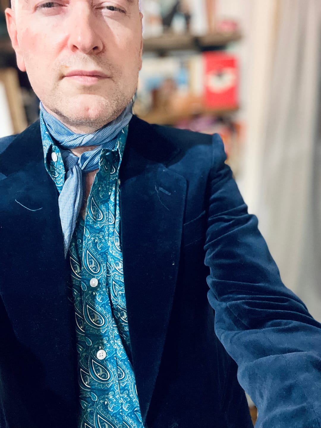 Customer photo review of Men's Blue Paisley Shirt - PS-27