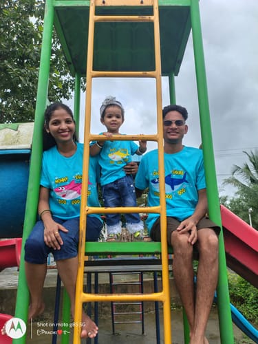 Customer photo review of Baby Shark Theme Matching Family T-Shirts Set of 3, 4, 5 for Mom, Dad, Son & Daughter