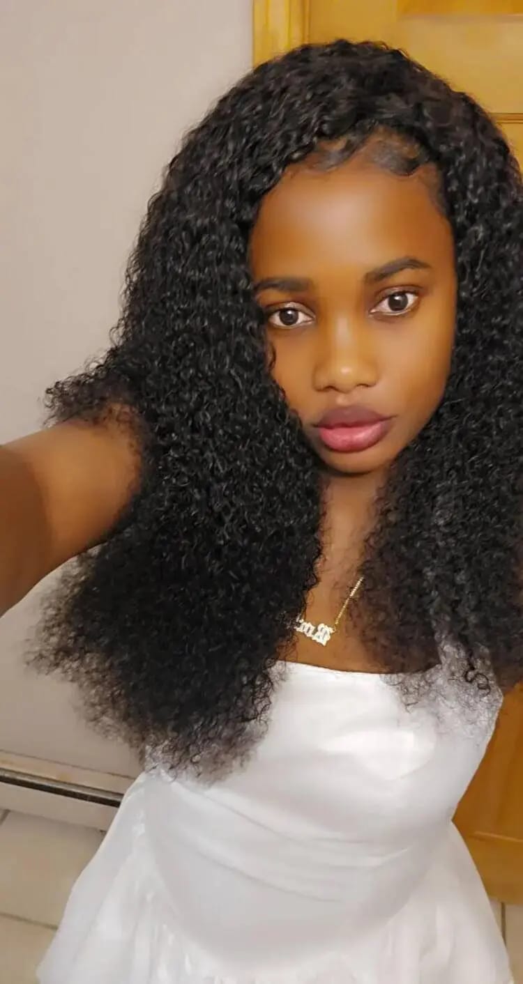 Customer photo review of MORE FACE M-cap Burmese Curly Wear Go Wigs Pre Cut 9x6 HD Lace Bleached Knots Glueless Wigs Human Hair Tiny Knots Pre Plucked Hairline
