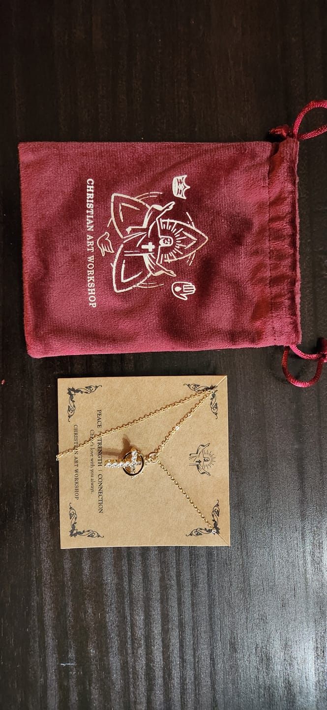 Customer photo review of FREE Today: Modern Crowned in Faith Cross Necklace, Earrings