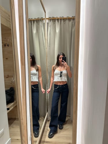 Customer photo review of Pantalón Plisado Low Rise Blue