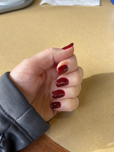 Customer photo review of G252 Roister Red Crème Gel Polish