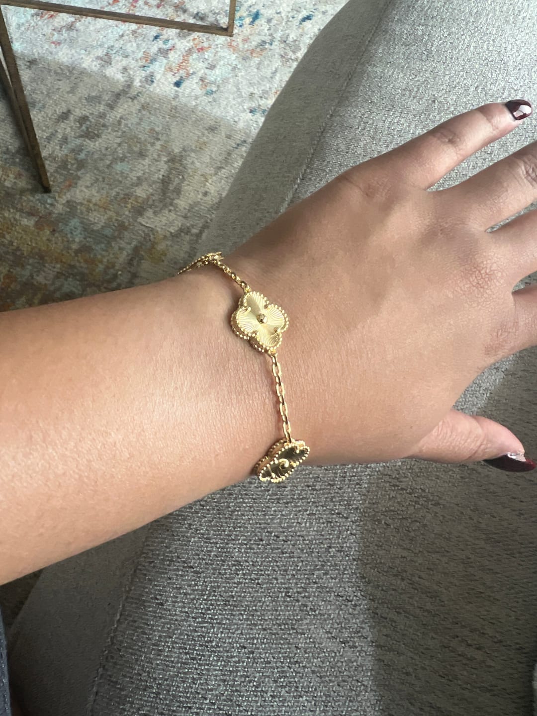 Customer photo review of 925 Silver, Lucky Clover Leaf Bracelet, 18K Gold Plated