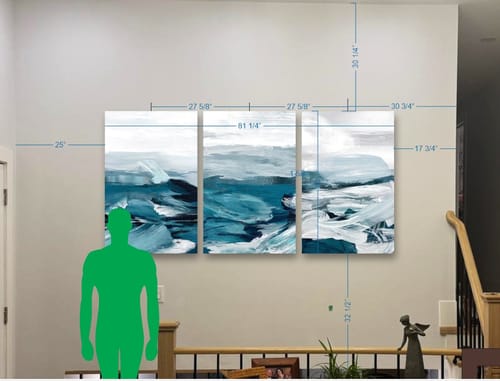 Customer photo review of 'Blue Waves' Framed Canvas Set of 3