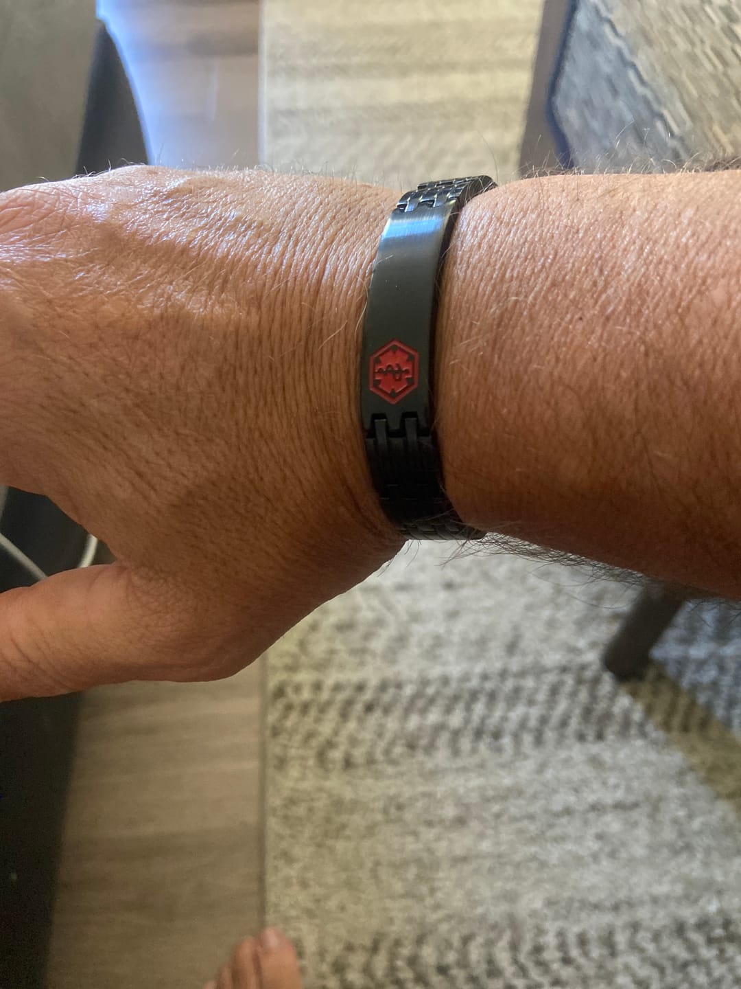 Customer photo review of Black Stainless Steel Medical Alert ID Bracelet for Men