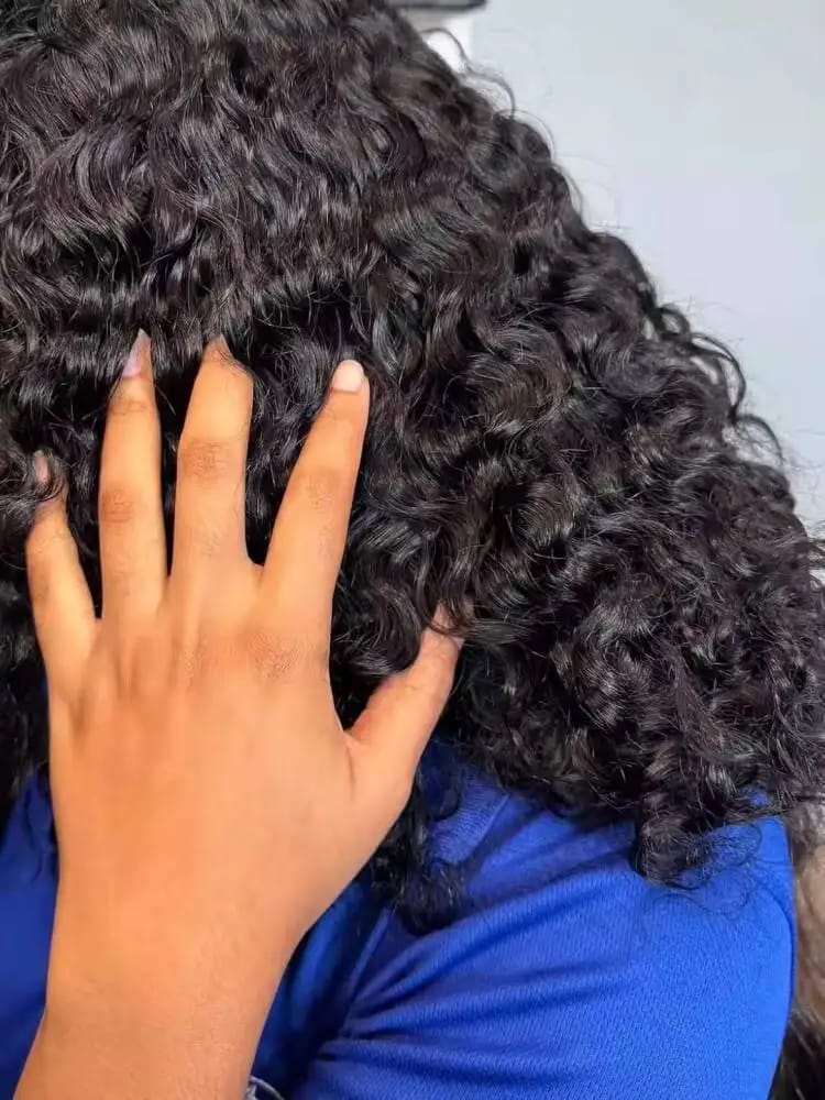 Customer photo review of MORE FACE M-cap Burmese Curly Wear Go Wigs Pre Cut 9x6 HD Lace Bleached Knots Glueless Wigs Human Hair Tiny Knots Pre Plucked Hairline