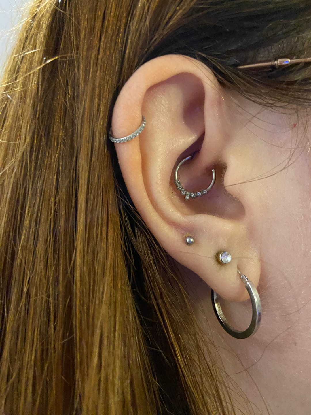 Customer photo review of ANGEL Eternity Cartilage Hoop (16g)