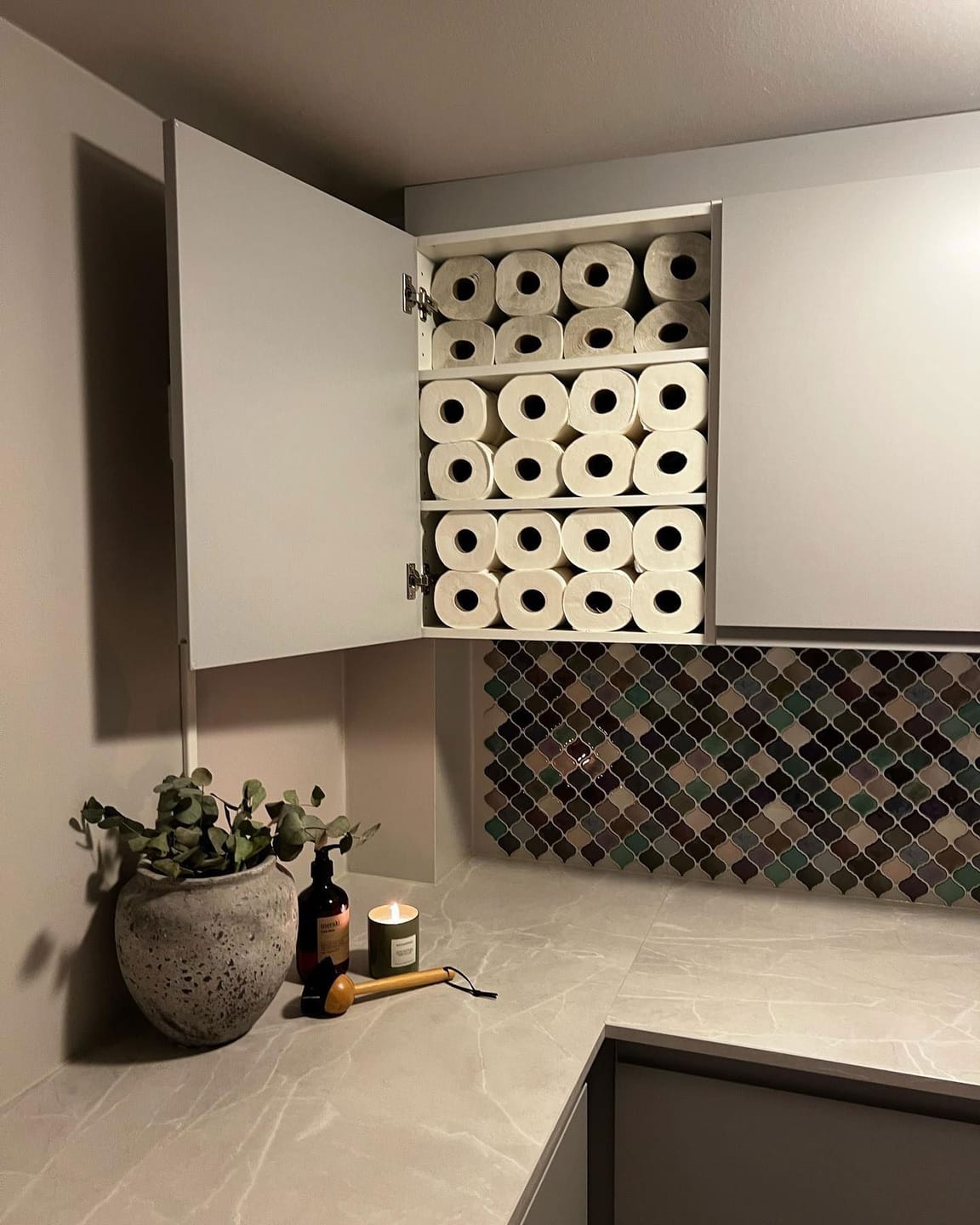 Customer photo review of Lanterne blå/grønn selvklebende veggfliser
