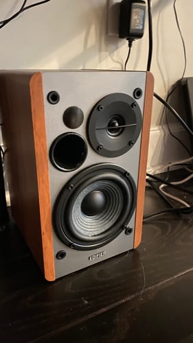 Customer photo review of R1280T Powered Bookshelf Speakers (Certified Refurbished)