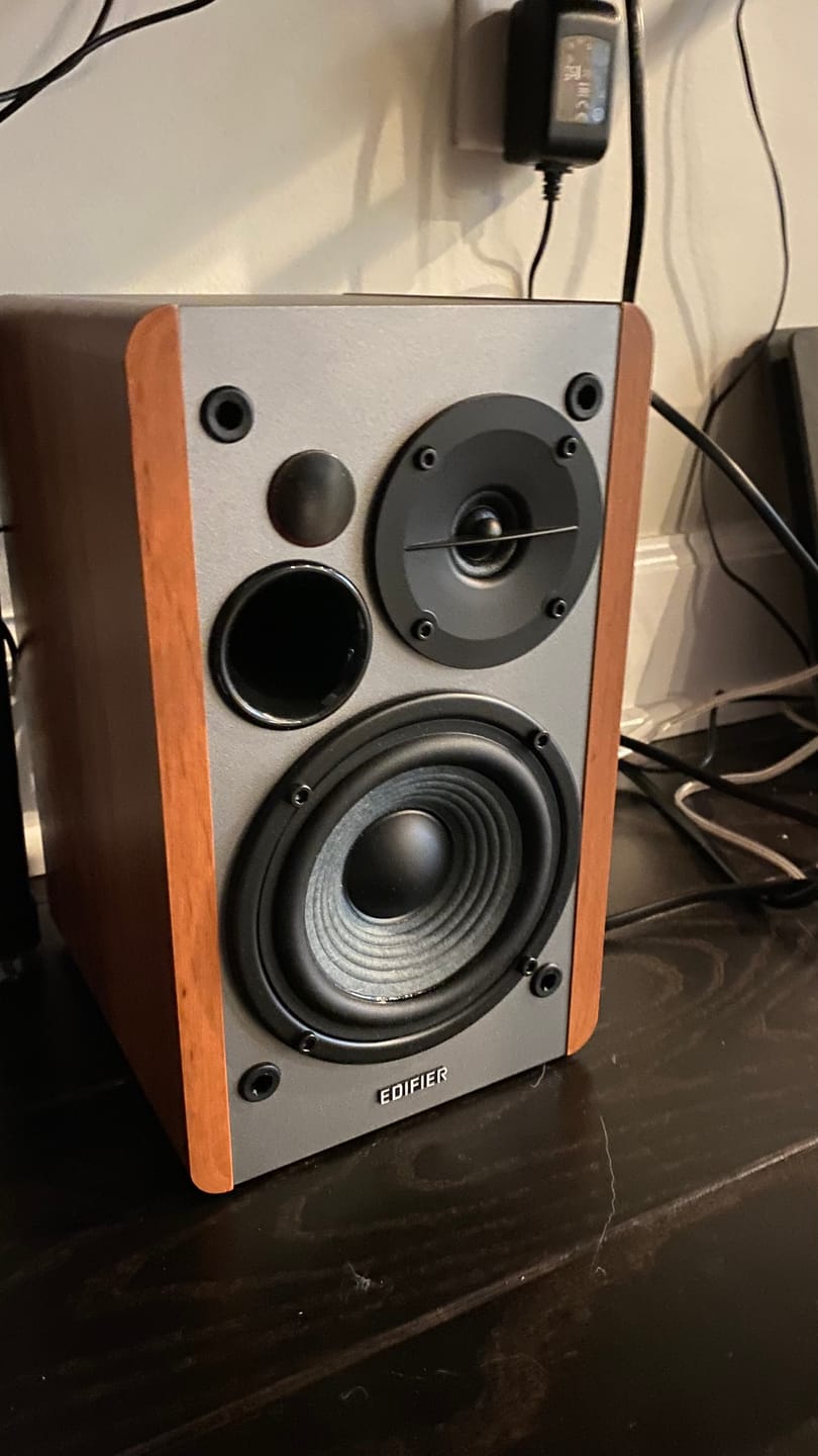 Customer photo review of R1280T Powered Bookshelf Speakers (Certified Refurbished)