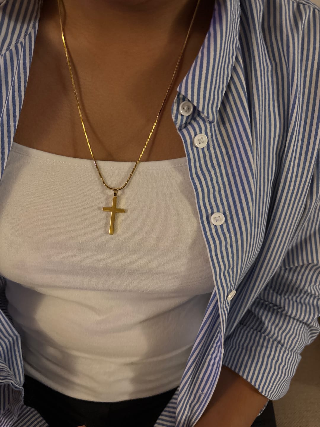 Customer photo review of Classic Cross & Square Chain