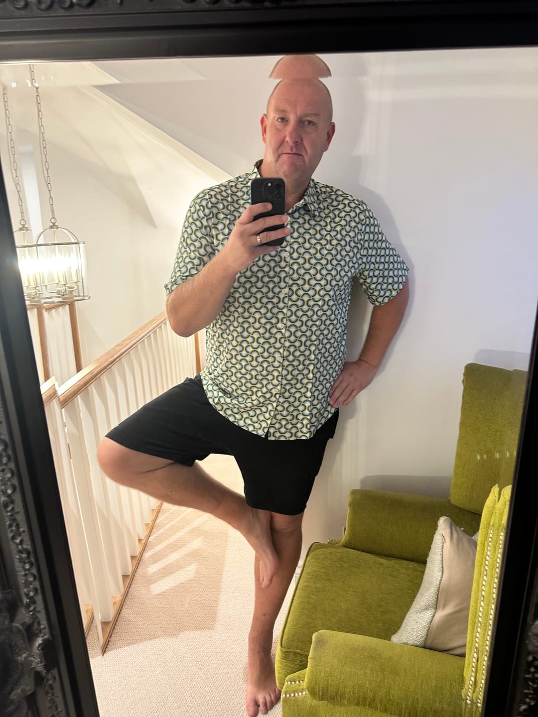 Customer photo review of Men's Green Cool Summer Beach Short Sleeve Shirt