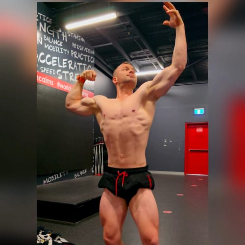 Customer photo review of Quads of the Gods | Black/Red Leg Day Shorts | Stay Shredded