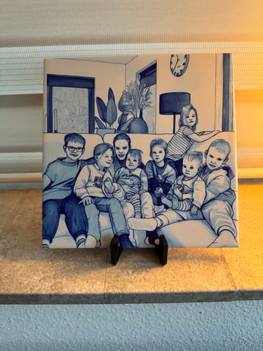 Customer photo review of Gepersonaliseerd Delfts Blauw Tegeltje – Upload Eigen Foto