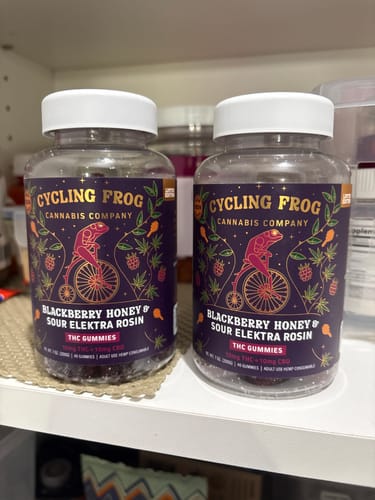 Customer photo review of Blackberry Honey Rosin Gummies, 10mg THC + 10mg CBD