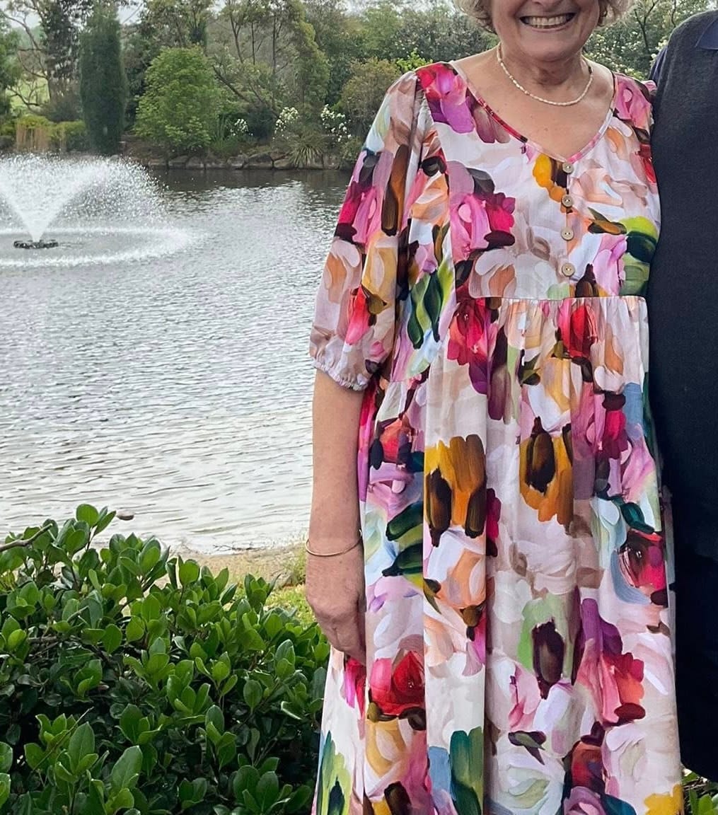 Customer photo review of Simona Midi Dress in Pink Multi