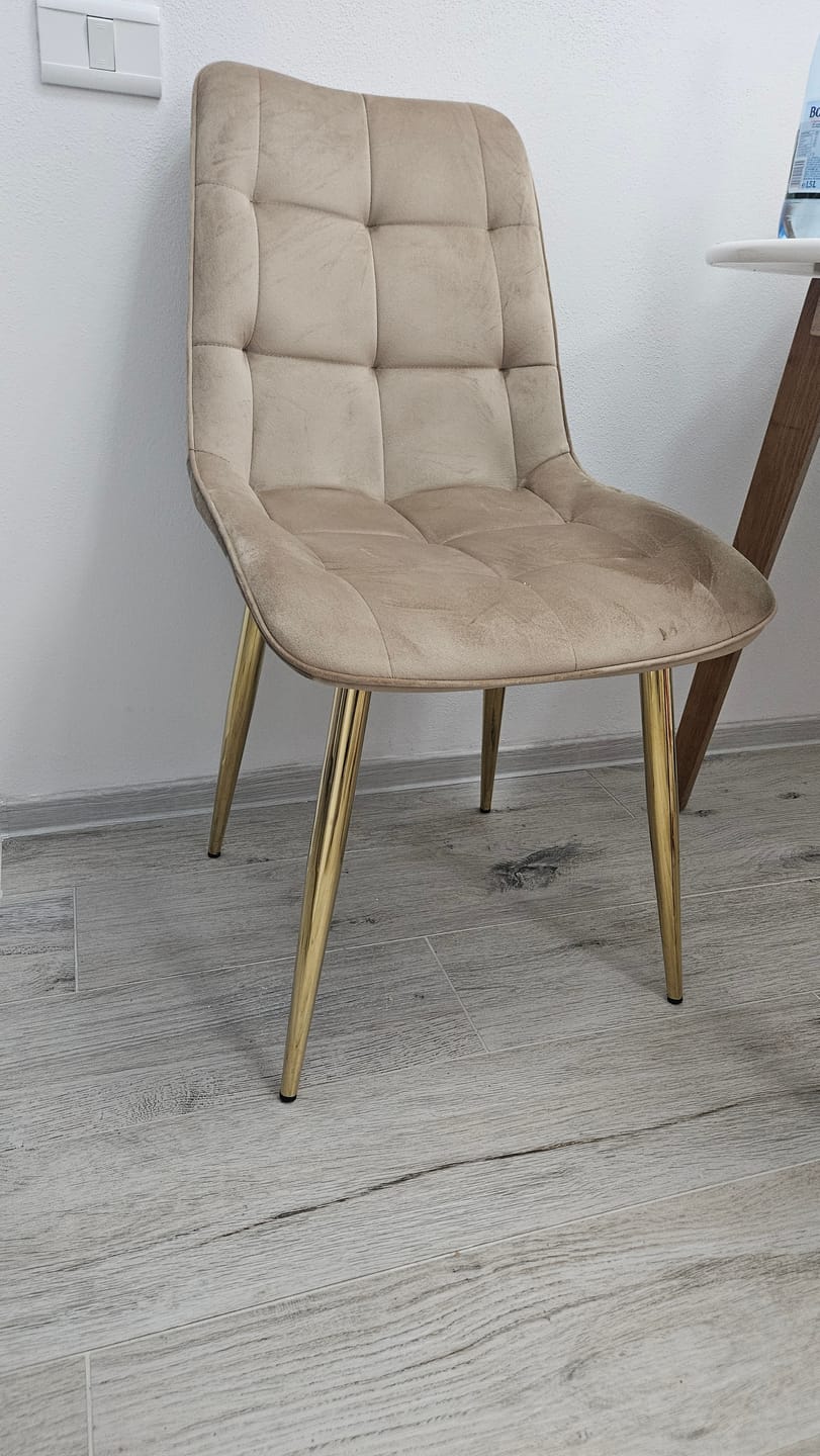 Customer photo review of Scaun CHIC bej/auriu, stofa catifelata/metal, 50x43x88 cm