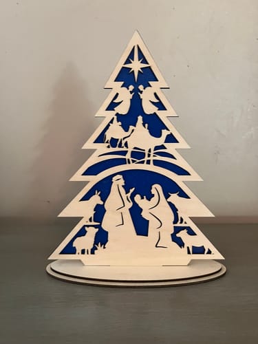 Customer photo review of Laser cut Standing Christmas tree ornaments 9 bundle svg file