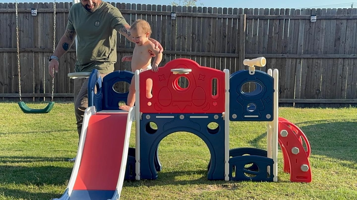 Customer photo review of TOBBI & NYEEKOY 9-in-1 Large Rocket-Themed Toddler Climber Slide