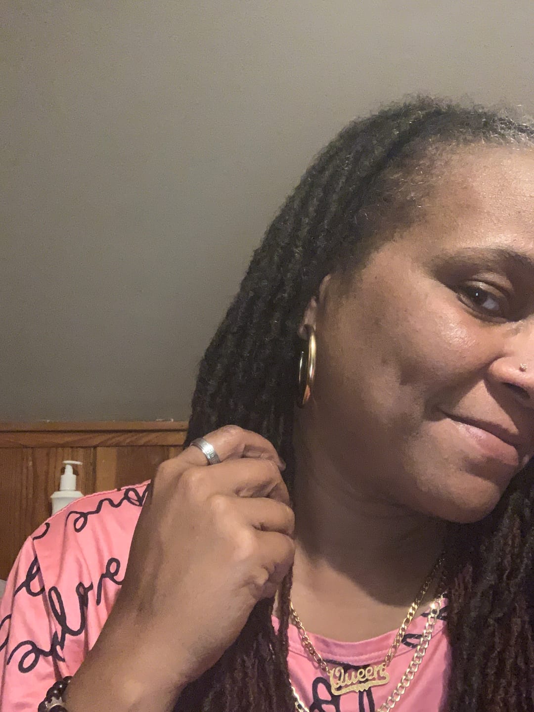 Customer photo review of Thick Hoop Earrings