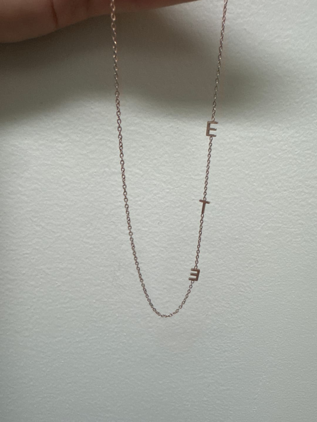 Customer photo review of Personalized Sideway Initial Necklace 18K Best Seller