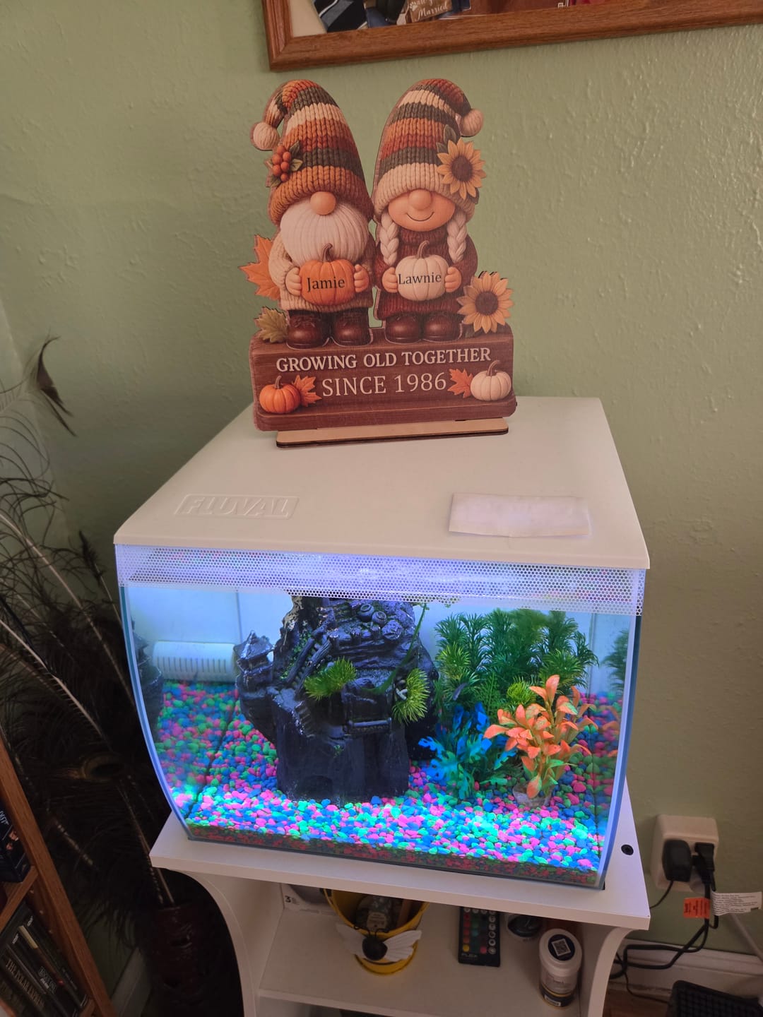 Customer photo review of Personalized "Growing Old Together" Gnome Plaque With Couple Names & Sunflowers Pumpkins Autumn's Warm Charm For Couple Gift For Grandparent
