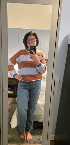 Customer photo review of Kancan Angelina Crop Flare Jean (Mid Wash)