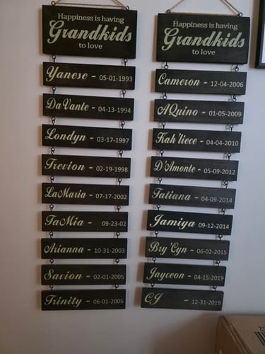 Customer photo review of Personalized Grandkids Hanging Sign | 2024 Version Engraved Design