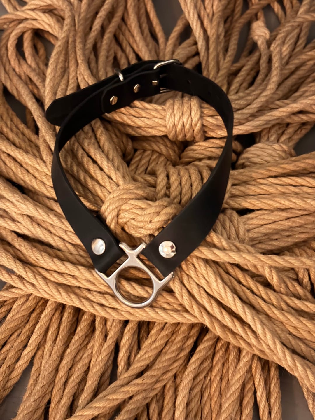 Customer photo review of SiaLinda: Halsband Trigon mit exklusivem O- Ring Element aus italienischem Latigo Leder