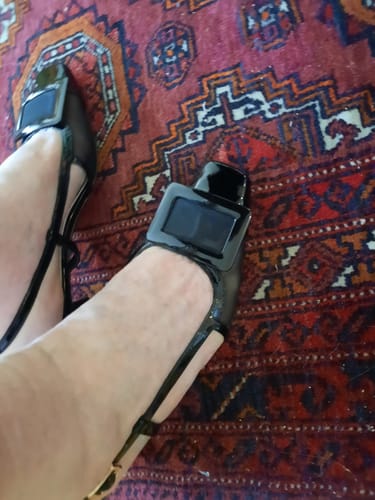 Customer photo review of Viv 25 Slingback Black Mesh Italian Leather 300780