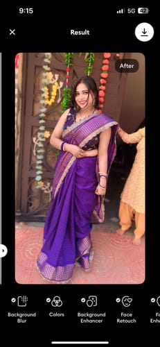 Customer photo review of Royal Purple Floral Printed Dola Silk Saree With Woven Border