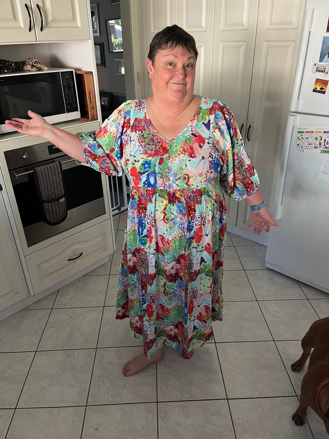 Customer photo review of Zandra Midi Dress in Red Multi