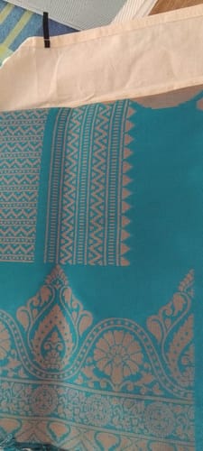 Customer photo review of Turquoise Copper Zari Handloom Weaving Saree