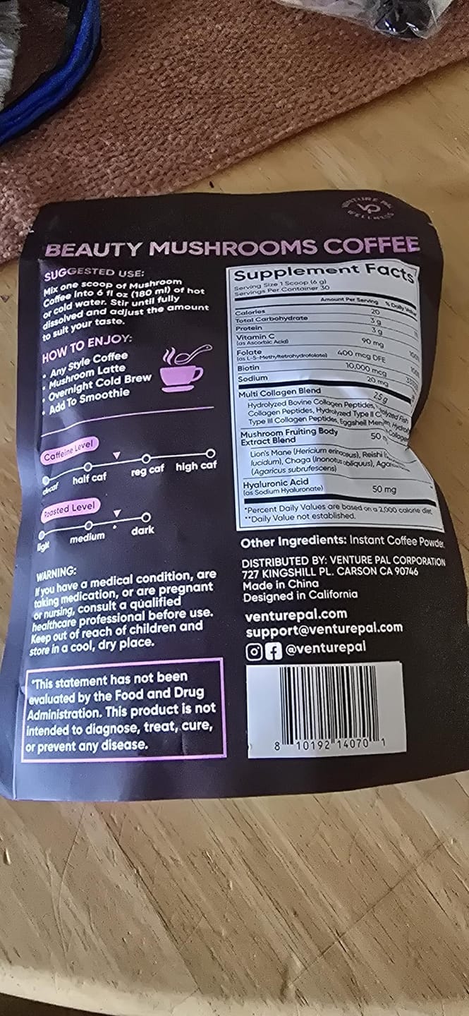 Customer photo review of Mushroom Beauty Coffee - 30 servings