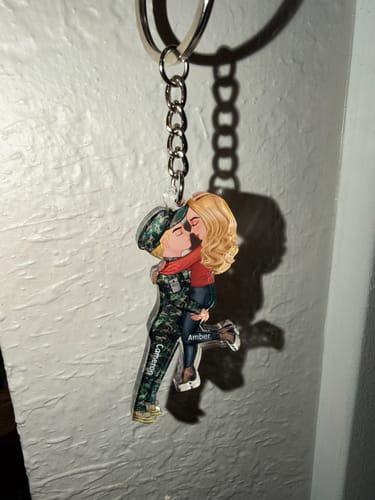 Customer photo review of Personalized Couple Military Acrylic Keychain