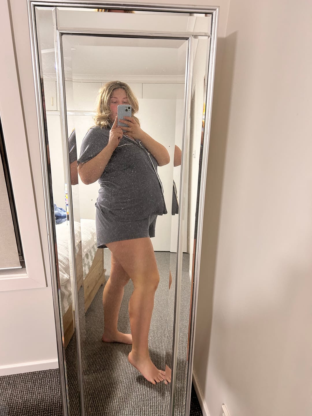 Customer photo review of FINAL SALE : Slate Gray Bamboo Short Pyjama Set – Michelle